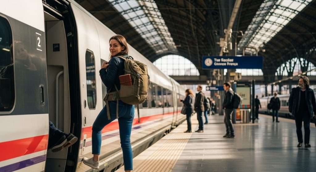Europe train travel Barcelona departure train