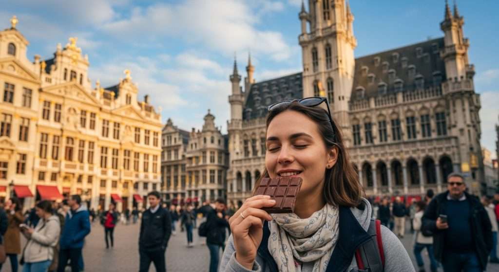 Europe train travel Brussels chocolate Grand Place