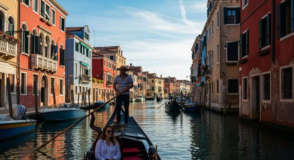 Europe train travel Venice gondola Italy