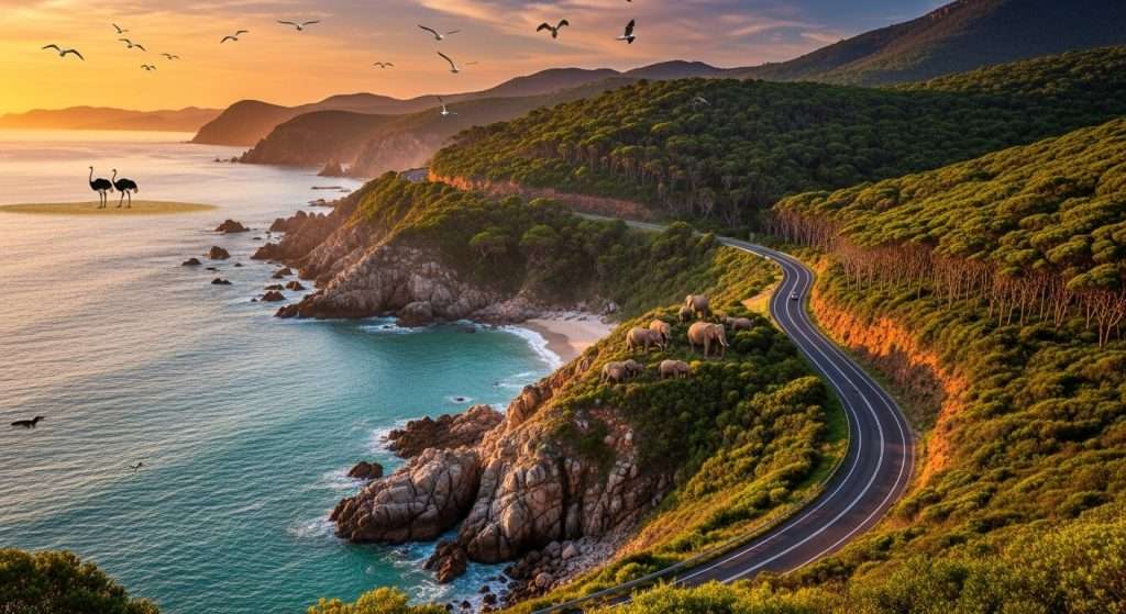 Garden Route coastal scenery with forests and ocean views in South Africa — top African road trip for 2025.