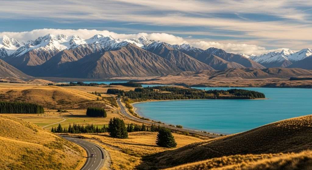Turquoise lakes and mountain scenery along New Zealand’s South Island — breathtaking road trip for 2025.